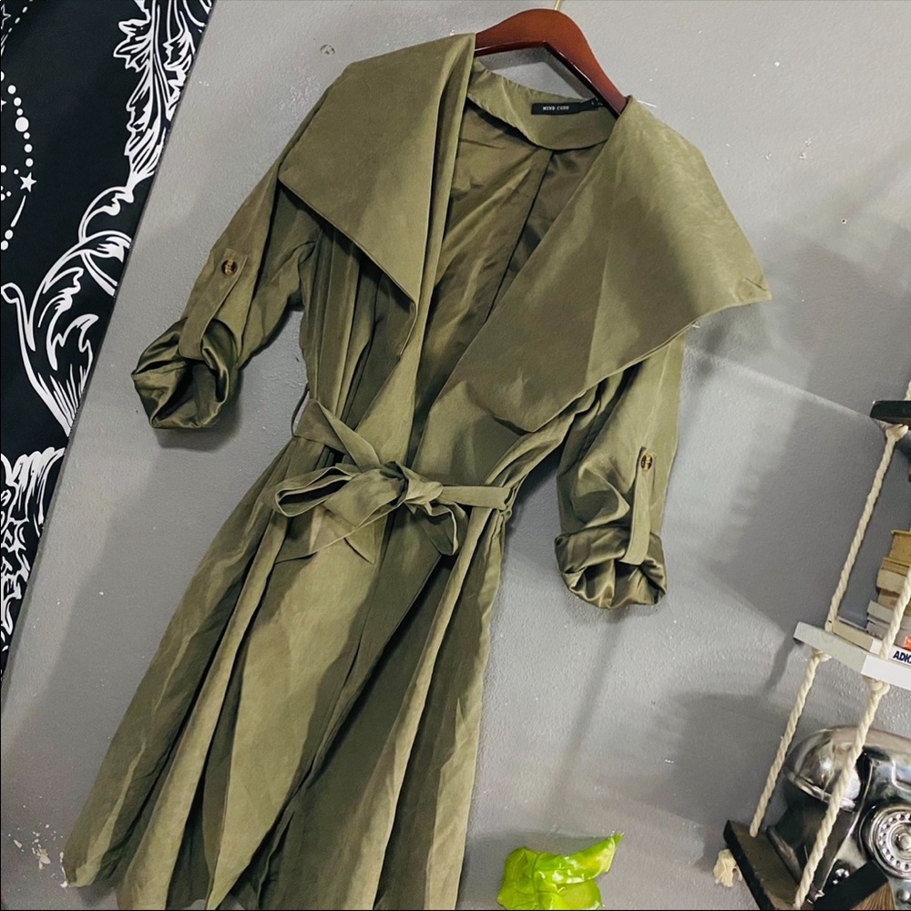 Olive green trench coat